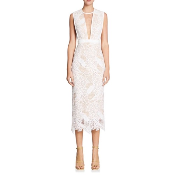 Manning Cartell Gallery Views Midi Dress Ivory White Nude Illusion, Size P (XS) - Picture 14 of 14